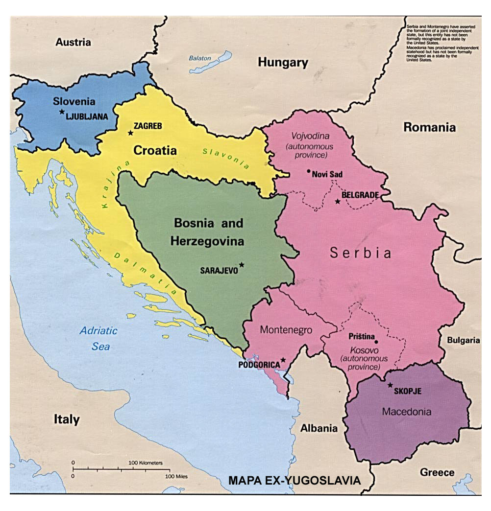Serbia - Mapa De Las Capitales